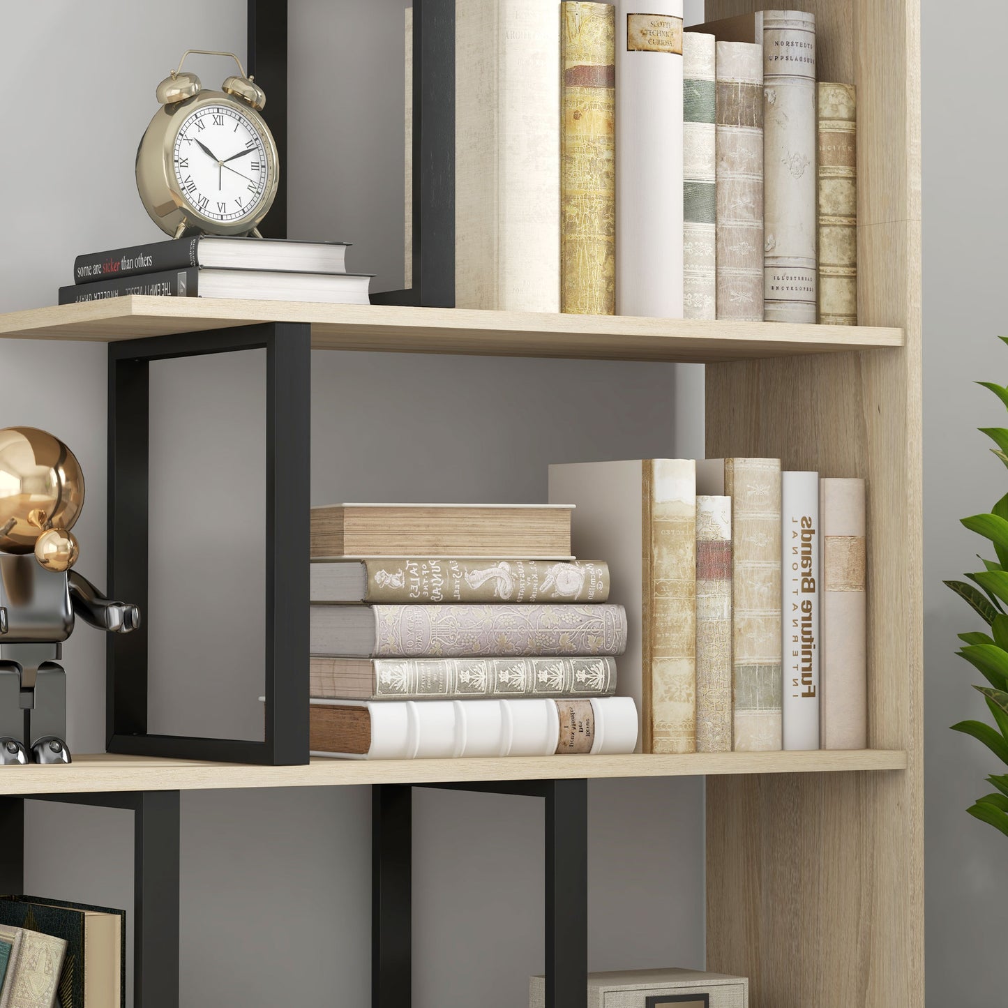 5-Tier Ladder Shelf Display Plant Stand Home Office Ladder Oak