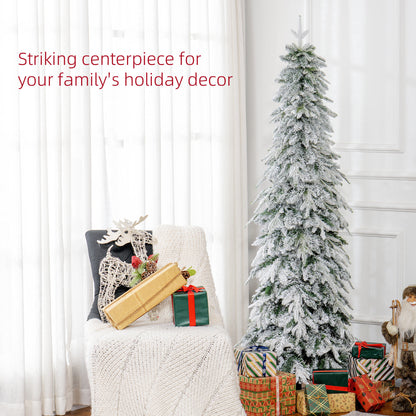 6ft Flocked Pencil Christmas Tree with Auto Open, Steel Base