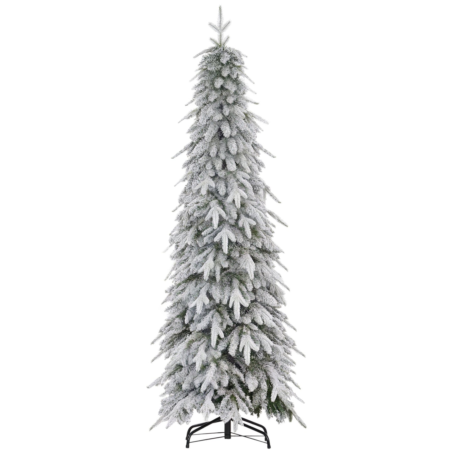 6ft Flocked Pencil Christmas Tree with Auto Open, Steel Base