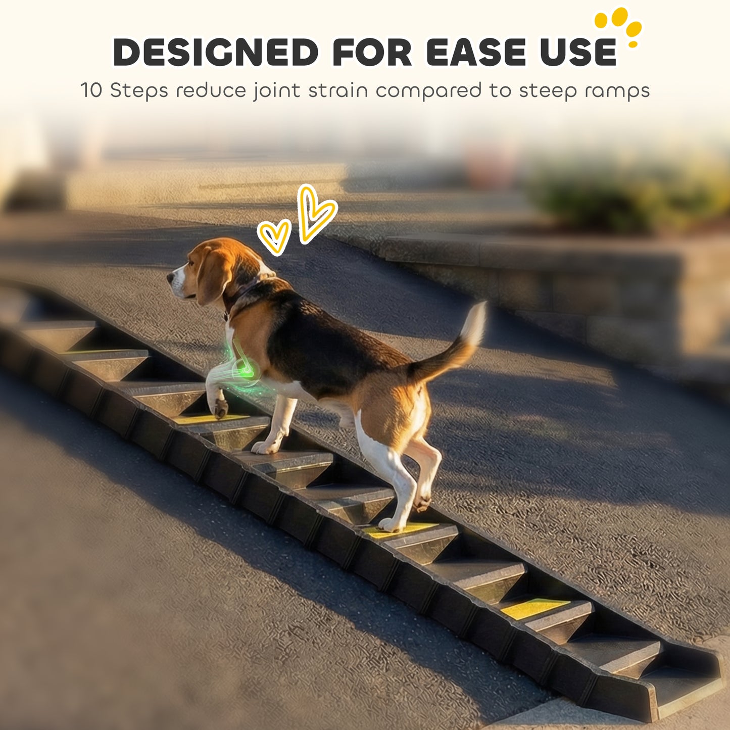 Foldable Dog Ramp for Car, Non-Slip Dog Stairs for SUVs Truck, Black