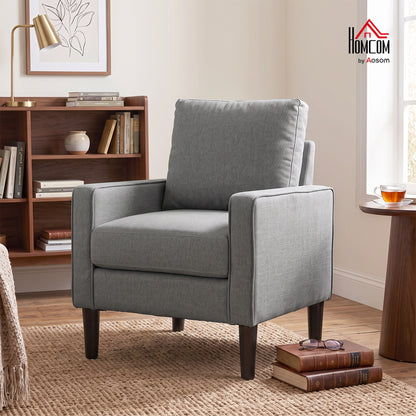 Removable Pillow Linen Accent Chair, Dark Grey