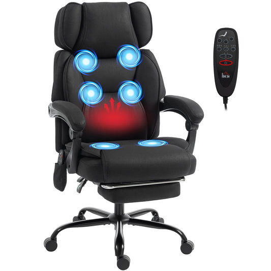 Vibration Massage Office Chair w/ Heat Reclining Function, Black