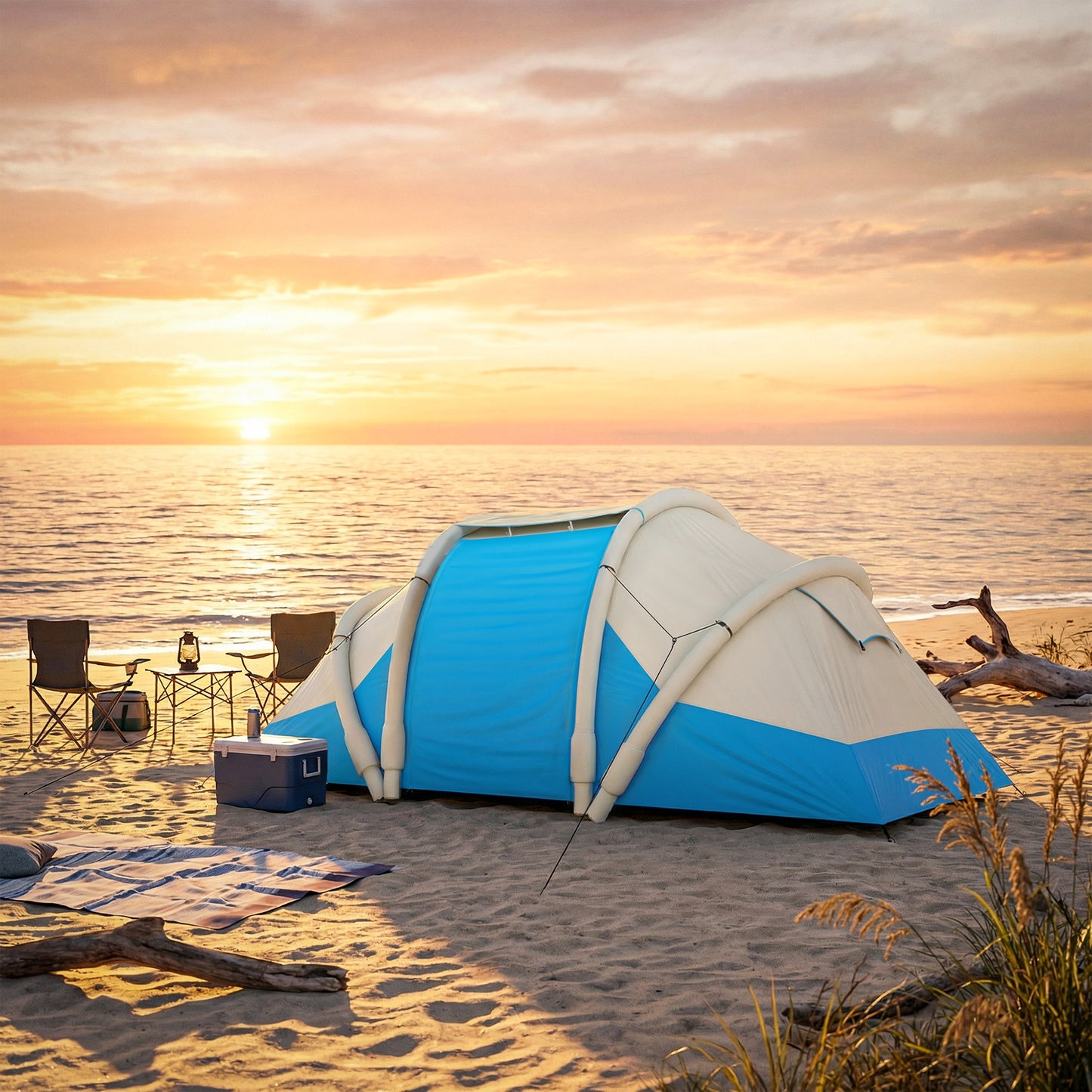 Inflatable Tent 3000mm Waterproof for 4 Person, Blue
