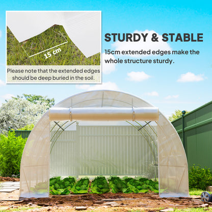 4 x 3 x 2m Polytunnel Greenhouse Replacement Cover ONLY Winter Garden Plant PE Cover for Tunnel Walk-in Greenhouse with Roll-up Windows Door Outdoor, White