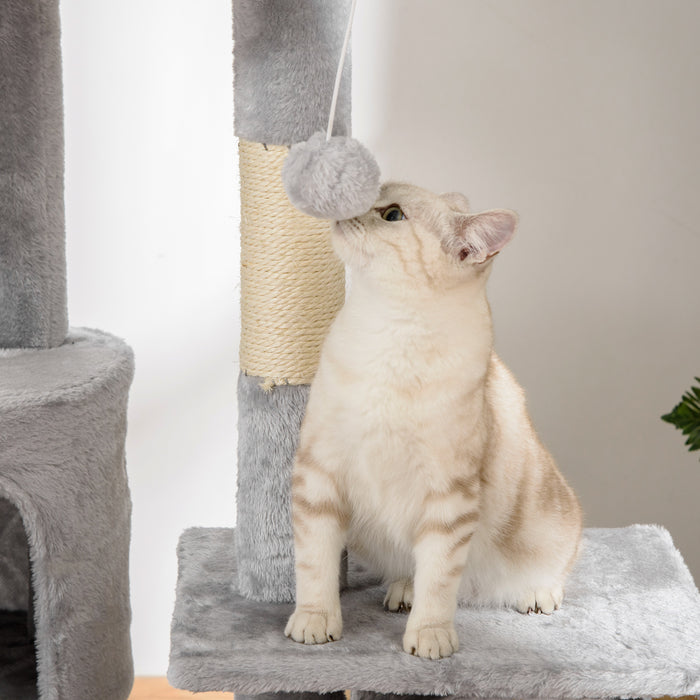 Floor to Ceiling Cat Tree for Indoor Cats 240-260cm Adjustable Height Grey