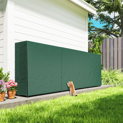 Firewood Rack with Waterproof Cover, Heavy Duty Metal Log Store Indoors, Log Storage Holder for Outdoor Indoor Fireplace, 300 x 36 x 99 cm, Dark Green