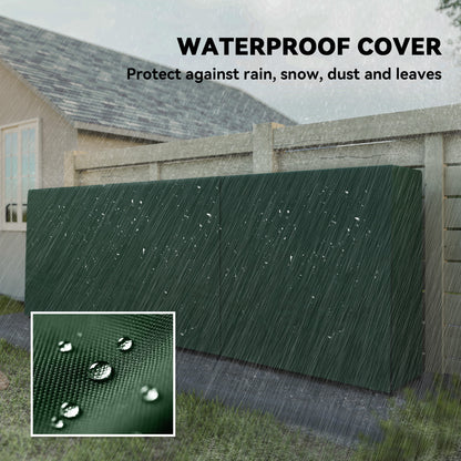 Firewood Rack with Waterproof Cover, Heavy Duty Metal Log Store Indoors, Log Storage Holder for Outdoor Indoor Fireplace, 300 x 36 x 99 cm, Dark Green