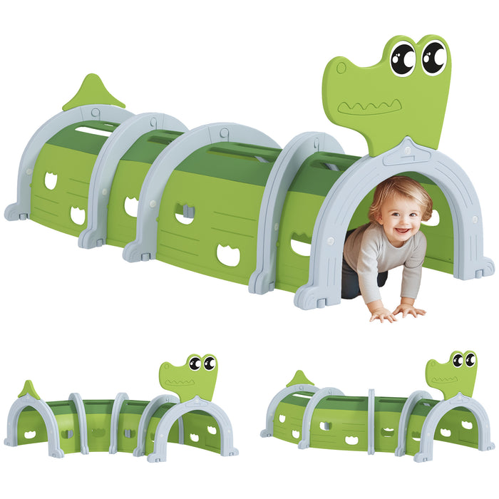 Kids Play Tunnel for Ages 3-6 Crawl and Climb, Crocodile Design