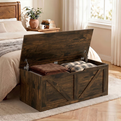 Storage Trunk for Living Room with Safety Hinges, 100cm, Rustic Brown