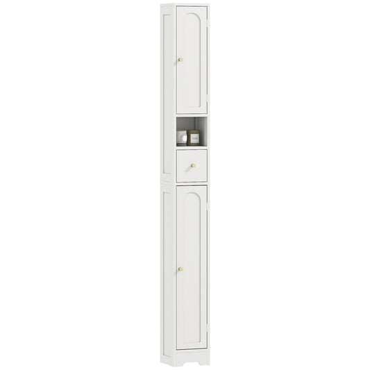 20cm Slim Bathroom Storage Cabinet with Adjustable Shelves White