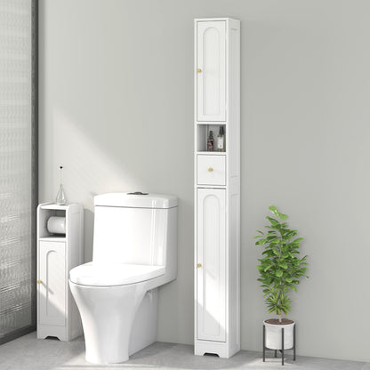20cm Slim Bathroom Storage Cabinet with Adjustable Shelves White