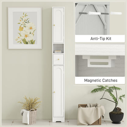 20cm Slim Bathroom Storage Cabinet with Adjustable Shelves White