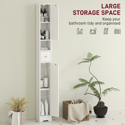 20cm Slim Bathroom Storage Cabinet with Adjustable Shelves White