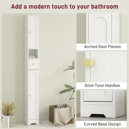 20cm Slim Bathroom Storage Cabinet with Adjustable Shelves White