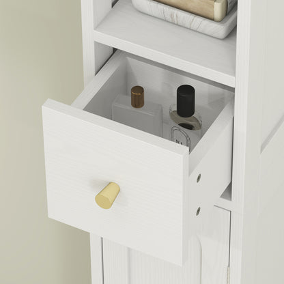 20cm Slim Bathroom Storage Cabinet with Adjustable Shelves White