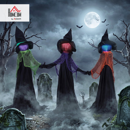 48" Witches Holding Hands Halloween Decoration Light Up Animated Prop