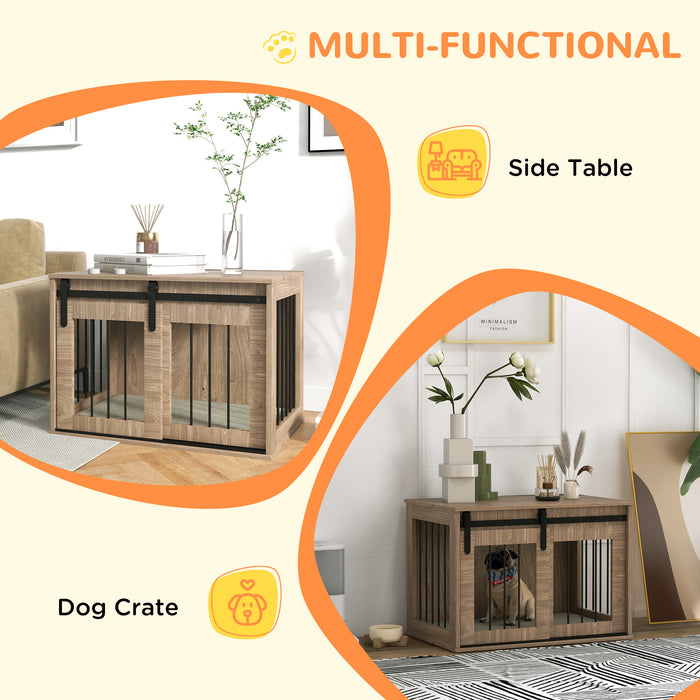 Dog Crate Furniture with Removable Cushion for Medium-Sized Dogs, 80 x 54 x57 cm, Brown