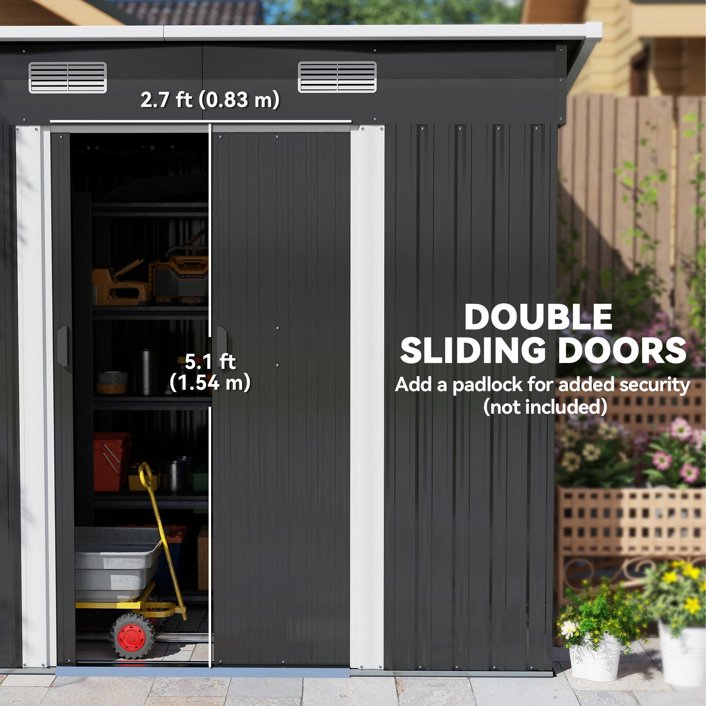 7 x 4ft Outdoor Garden Storage Shed for Backyard Patio Black