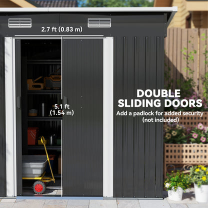 7 x 4ft Outdoor Garden Storage Shed for Backyard Patio Black