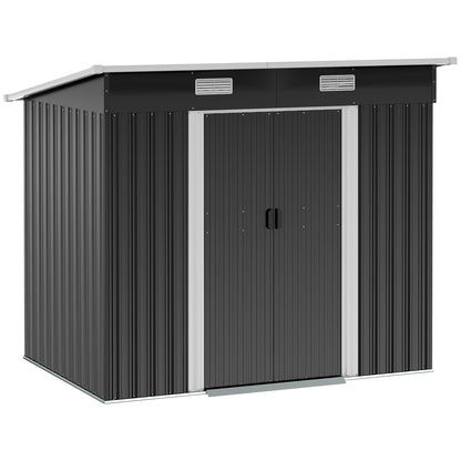 7 x 4ft Outdoor Garden Storage Shed for Backyard Patio Black