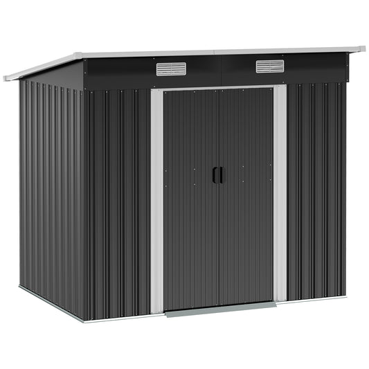 7 x 4ft Outdoor Garden Storage Shed for Backyard Patio Black