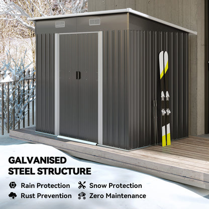 7 x 4ft Outdoor Garden Storage Shed for Backyard Patio Black