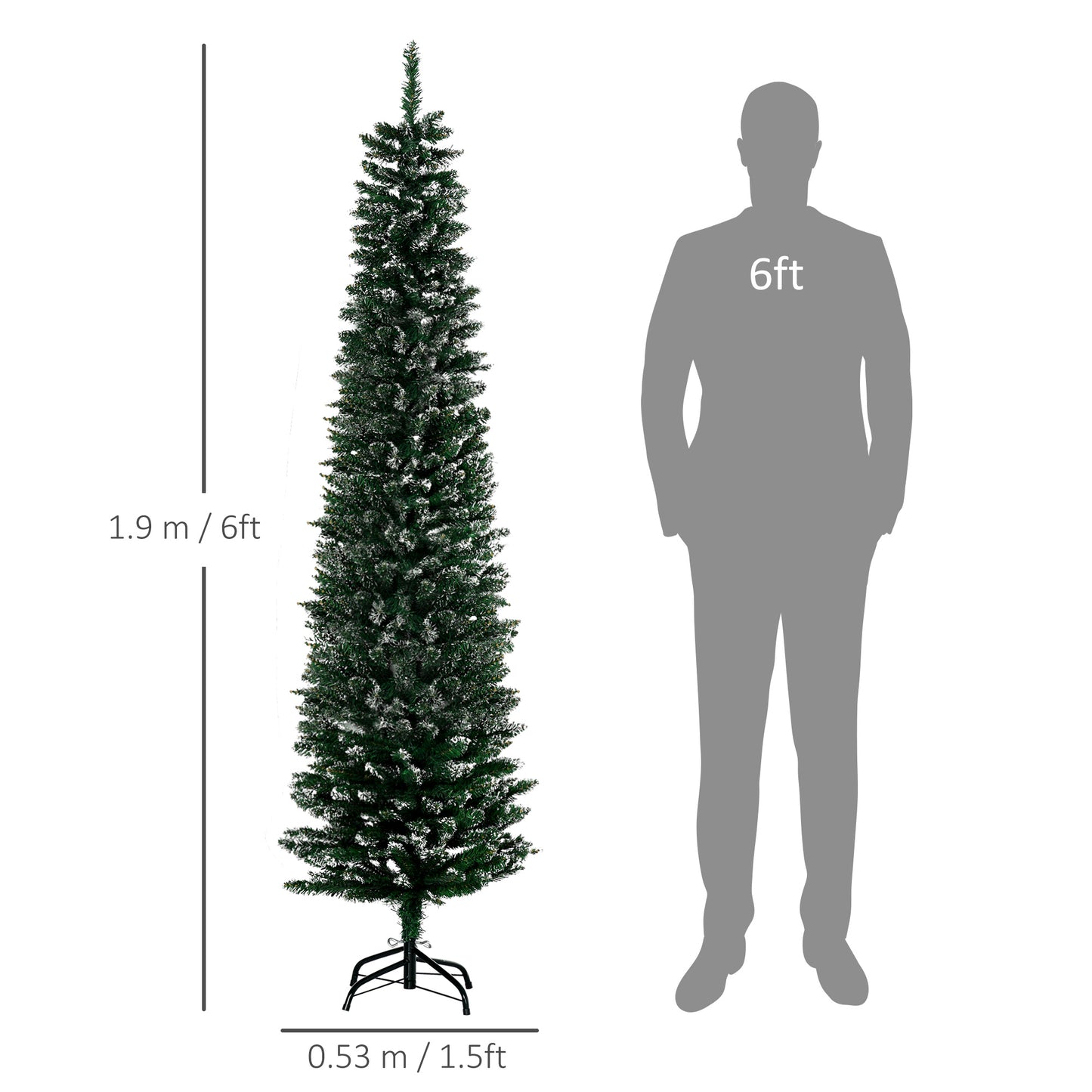 6FT Artificial Snow Dipped Christmas Tree Home Indoor Decoration Green