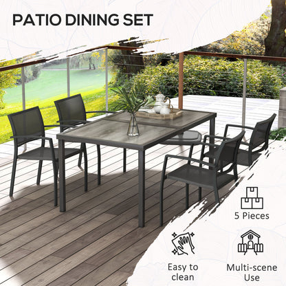 5 Pieces Patio Dining Set with 4 Stackable Chairs