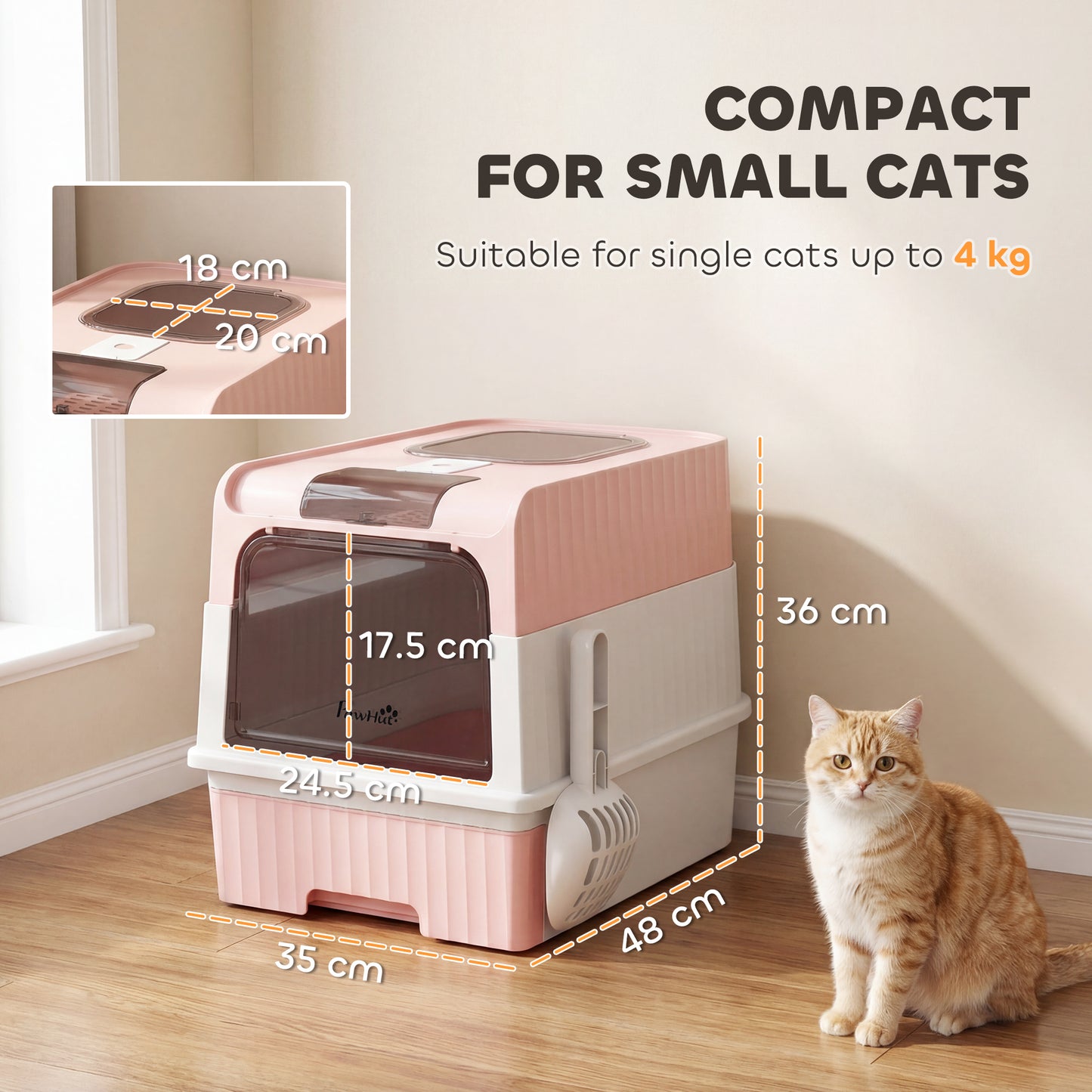 Cat litter Box, Enclosed Cat Litter Box w/ Lid, Pull-Out Drawer Tray