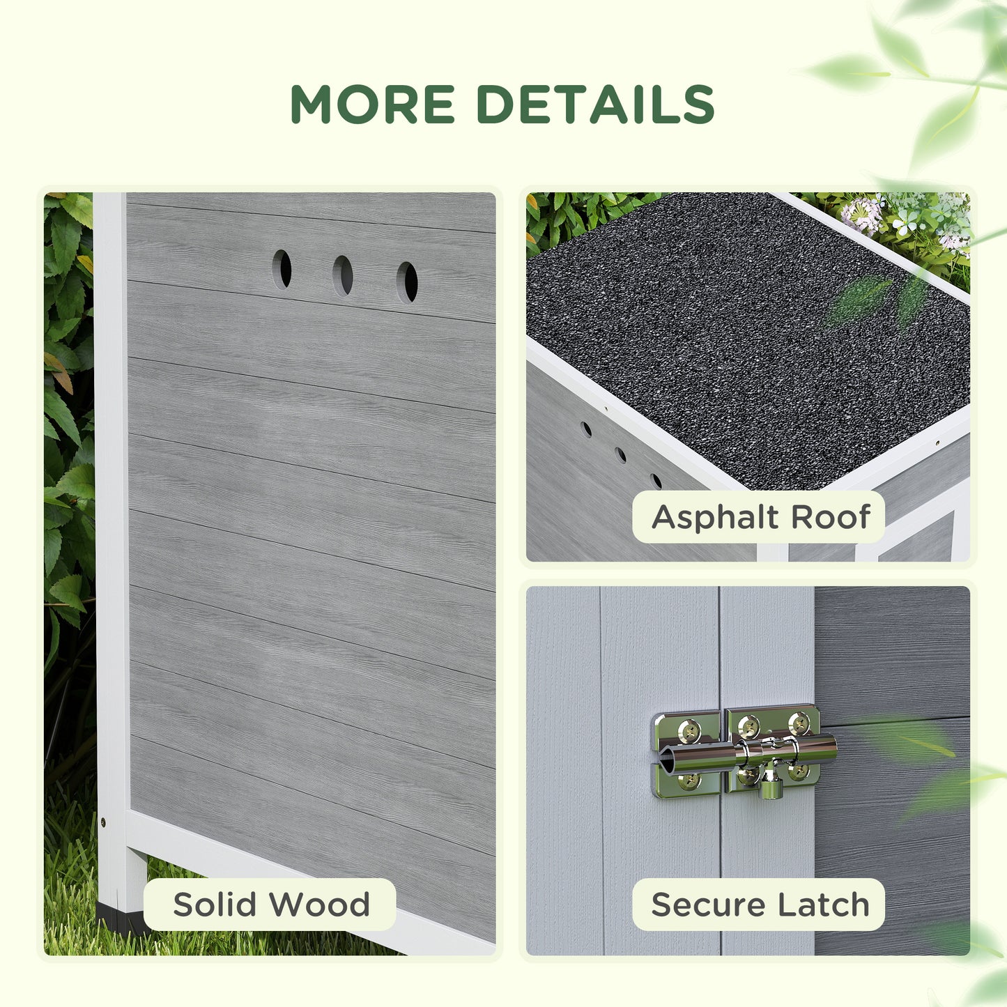 Wooden Duck House, Raised Poultry Coop with Ramp, Double Doors, Openable Asphalt Roof, Ventilation Holes, Removable Base, for 2-4 Ducks, Chickens, Geese, Light Grey