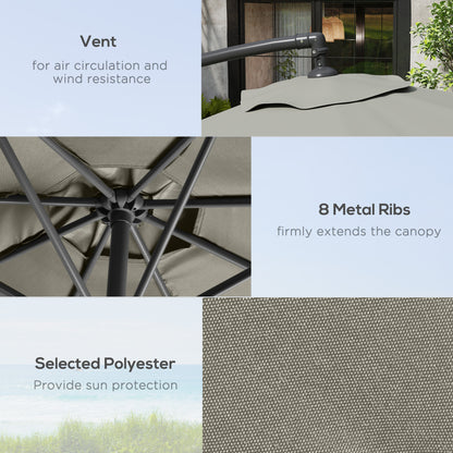 3(m) Banana Parasol Cantilever Umbrella Garden w/ Base Weights