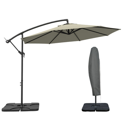 3(m) Banana Parasol Cantilever Umbrella Garden w/ Base Weights