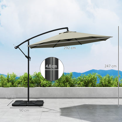 3(m) Banana Parasol Cantilever Umbrella Garden w/ Base Weights