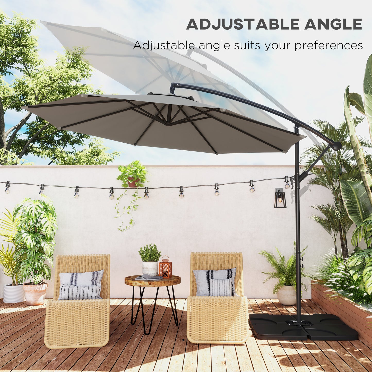 3(m) Banana Parasol Cantilever Umbrella Garden w/ Base Weights