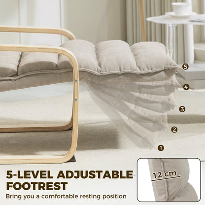 Lounge Chair with Wooden Frame for Living Room, Bedroom, Light Brown