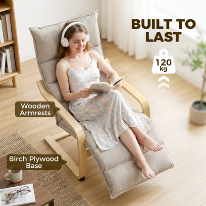 Lounge Chair with Wooden Frame for Living Room, Bedroom, Light Brown