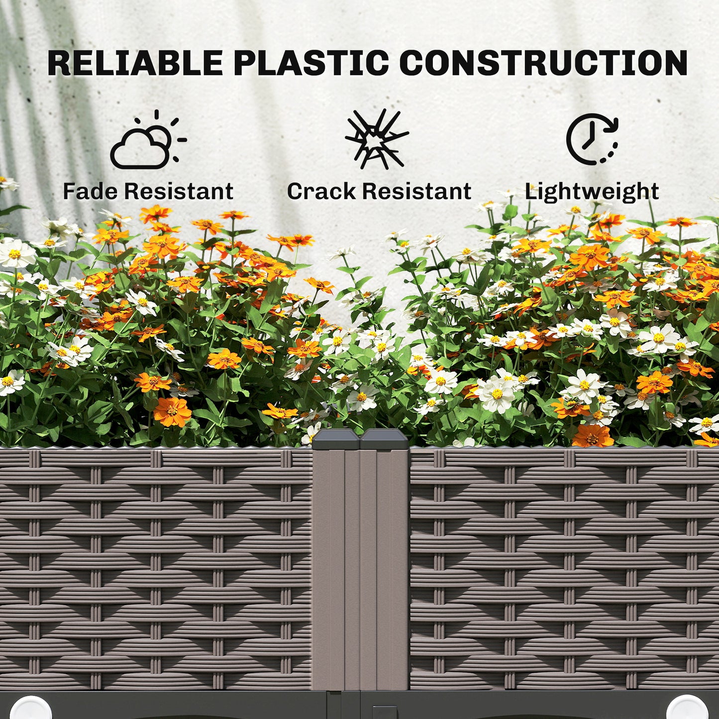 Raised Garden Bed with Arch Trellis, Plastic Raised Bed for Garden