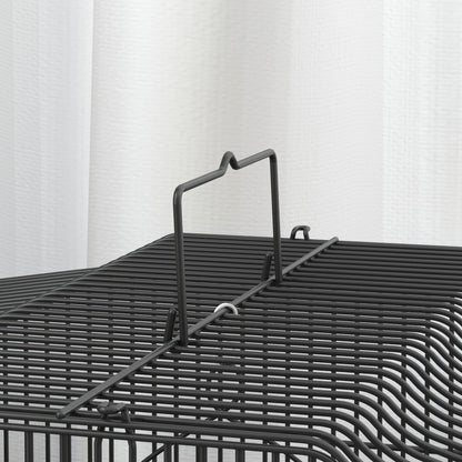 59cm Large Bird Cage with Perches, Food Bowls, Swing, Black