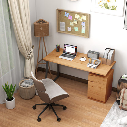 Computer Desk, Writing Table with Cabinet and Drawer, Natural