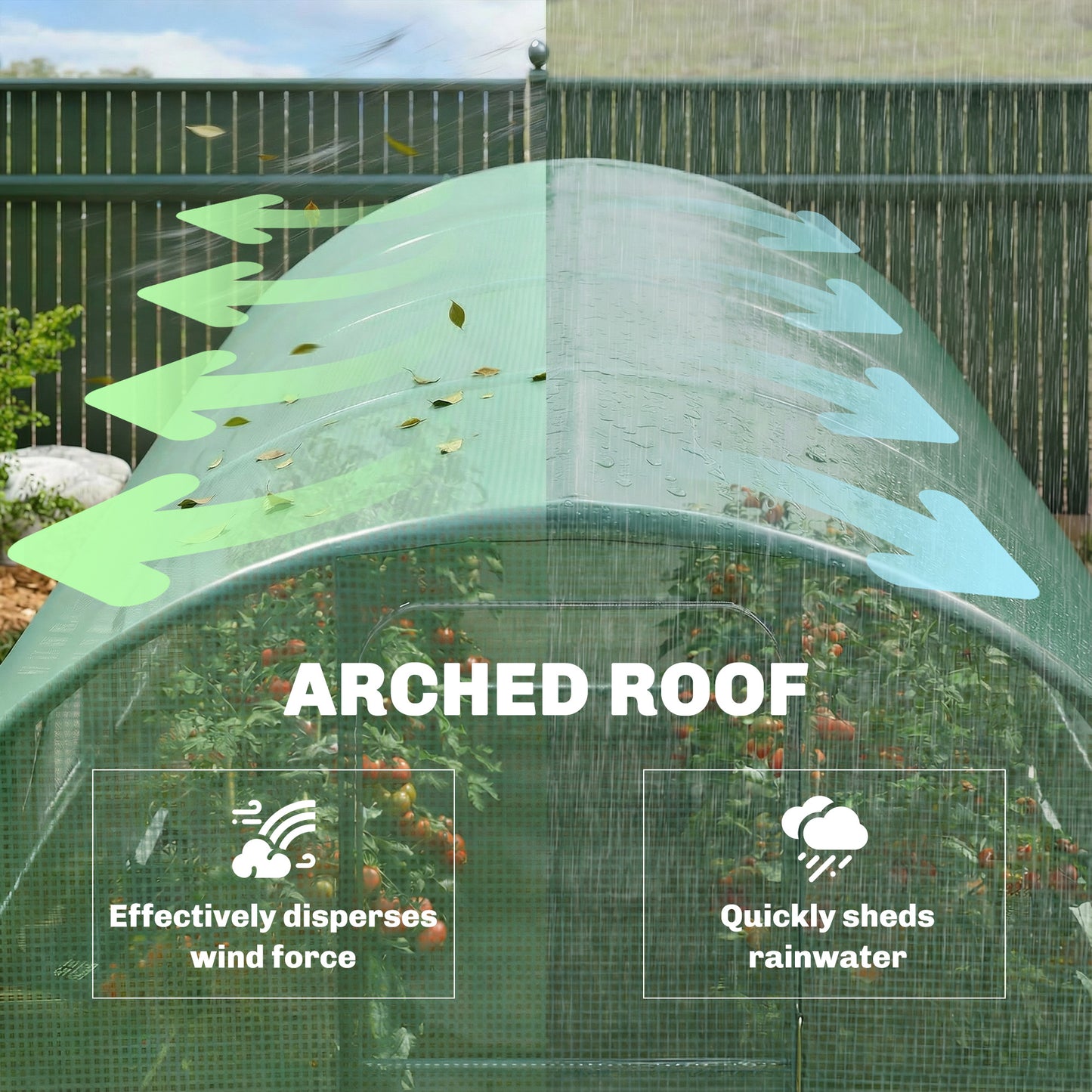 3 x 4 m Walk-in Polytunnel Greenhouse with 8 Windows, Garden Tunnel