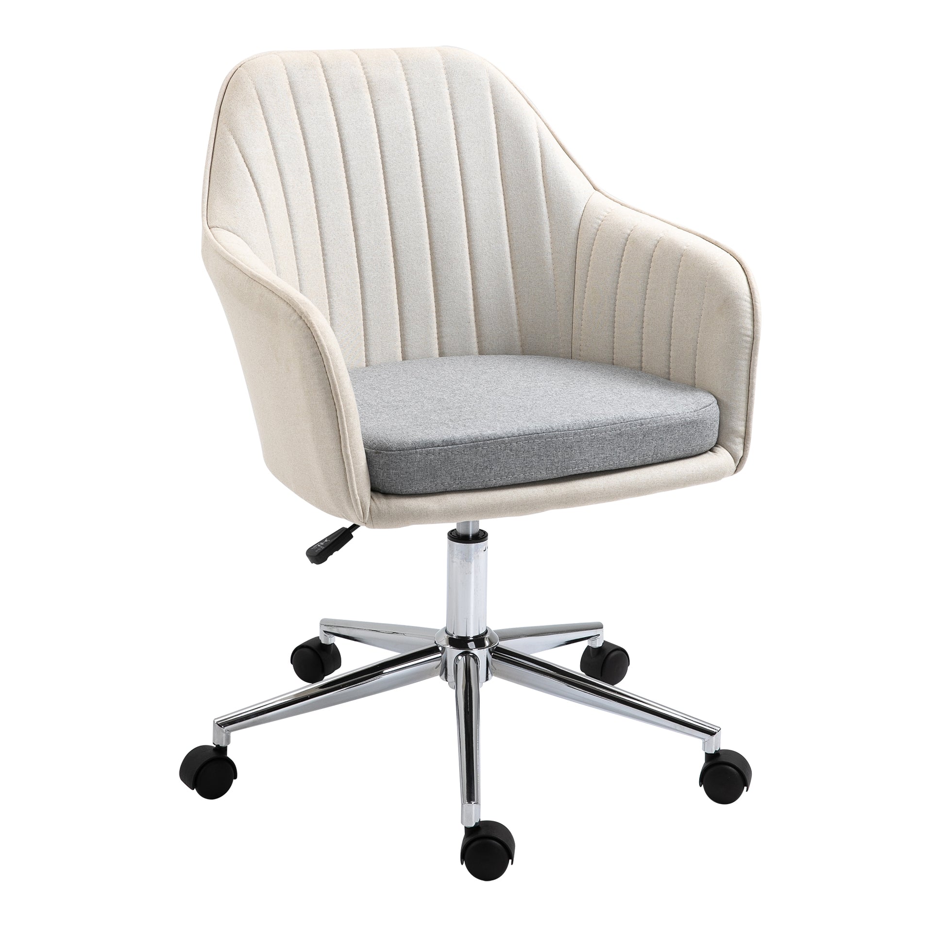 Leisure Office Chair Linen Fabric Swivel Scallop Shape Computer
