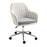 Leisure Office Chair Linen Fabric Swivel Scallop Shape Computer Desk Chair Home Study Bedroom with Wheels, Beige