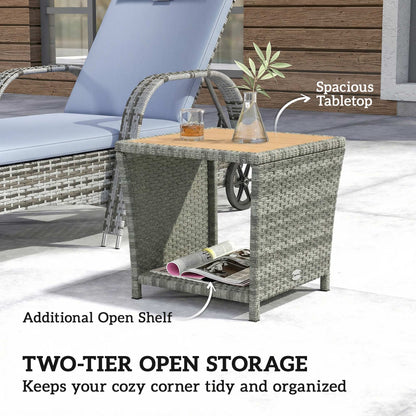 Side Table 2-Tier with Storage Shelf/Light Grey