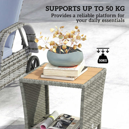 Side Table 2-Tier with Storage Shelf/Light Grey