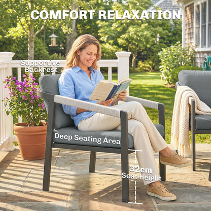 4 Seater Aluminium Garden Furniture Set, Outdoor Patio Furniture