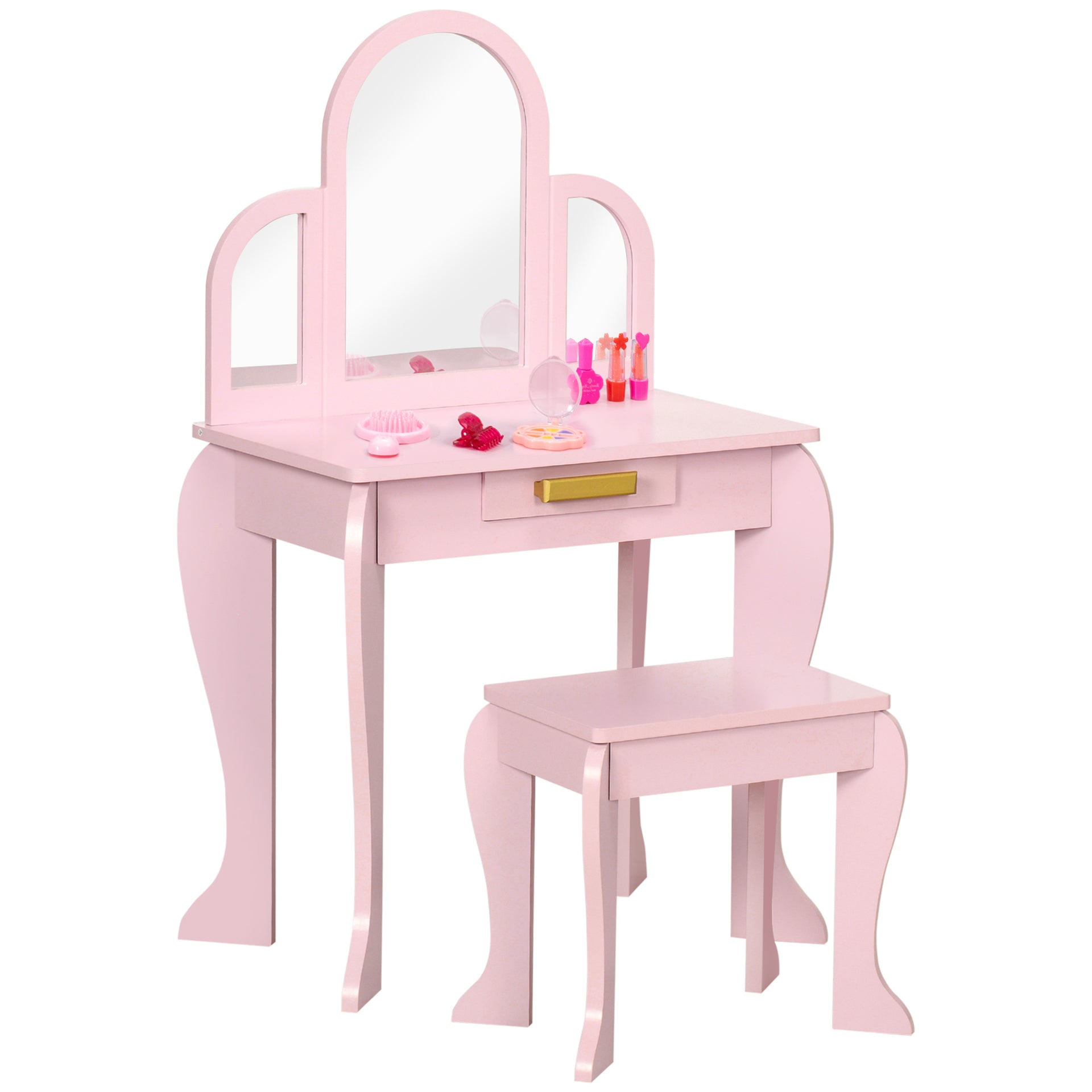 Kids Dressing Table with Mirror and Stool, Kids Vanity Set, Girl Makeu –  QuidsIn Superstore