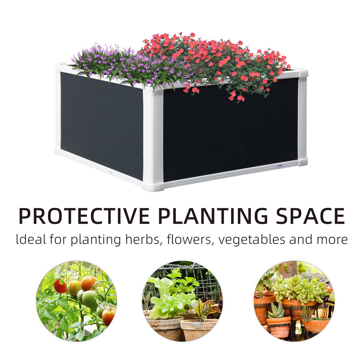 Garden Raised Bed Planter Grow Containers Flower Pot PP 60 x 60cm