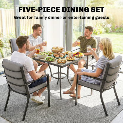 5 Pieces Outdoor Dining Set with Cushions, Garden Dining Set for 4