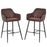 Set of 2 Bar stools With Backs Retro PU Leather Bar Chairs w/ Footrest Metal Frame Comfort Support Stylish Dining Seating Home Brown