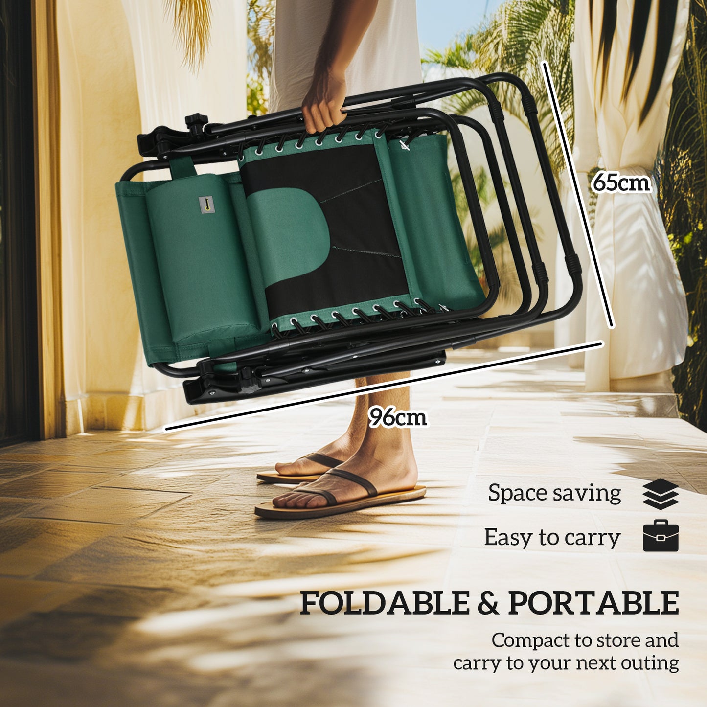 Zero Gravity Lounger Chair, Folding Reclining Chair, Green